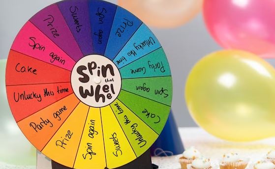 this image shows Spin the Wheel Ideas for Graduation parties