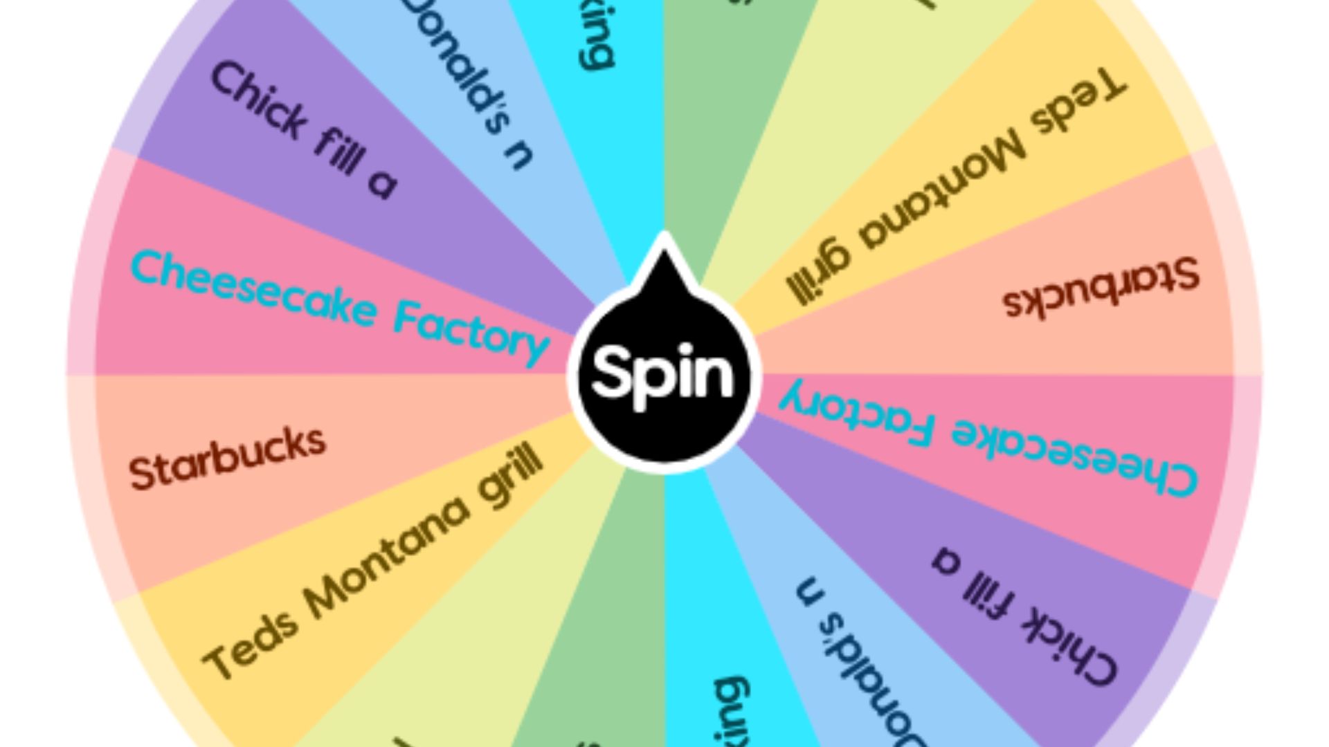 this picture shows Spin the Wheel Activities for Choosing a Restaurant